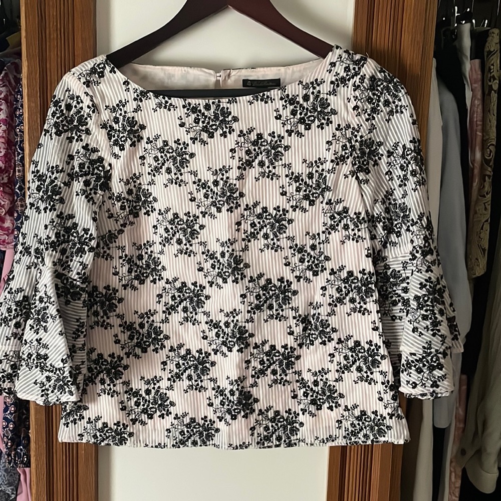 Brooks Brothers pink and black floral blouse, size 2